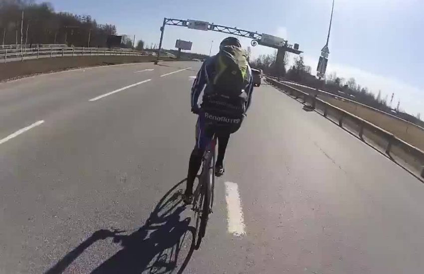 Cyclist slammed by tanker truck... Credit: ViralHog