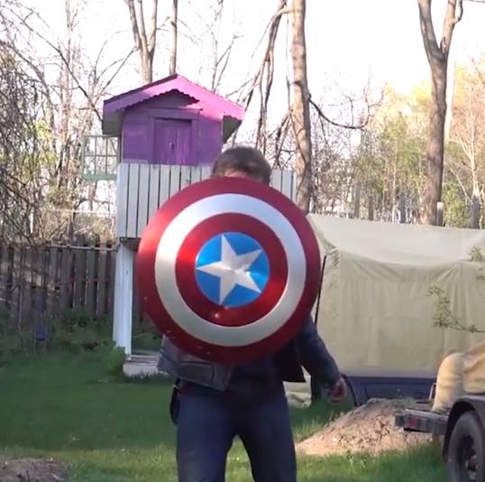 Lad Creates Captain America Shield