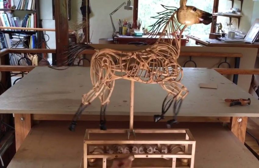 Realistic Wooden Sculpture Of Galloping Horse