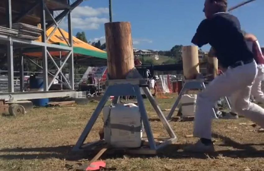 One-Armed Man Destroys Wood Chopping Competition