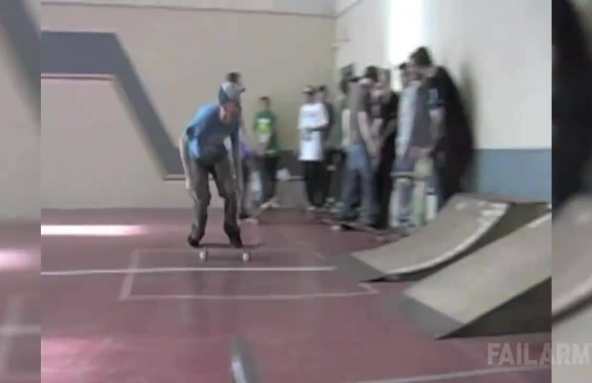 Skateboarder Slams Wall