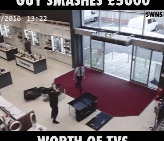 Guy Smashes £5000 Worth Of TVs.