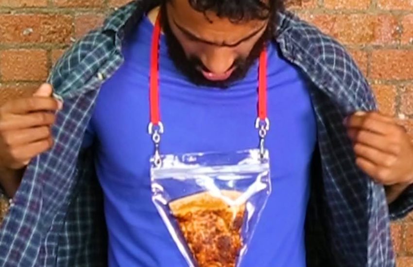 This pouch lets you eat your pizza on the go
