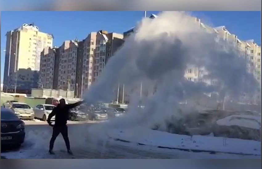 Water Freezes On Contact With Air