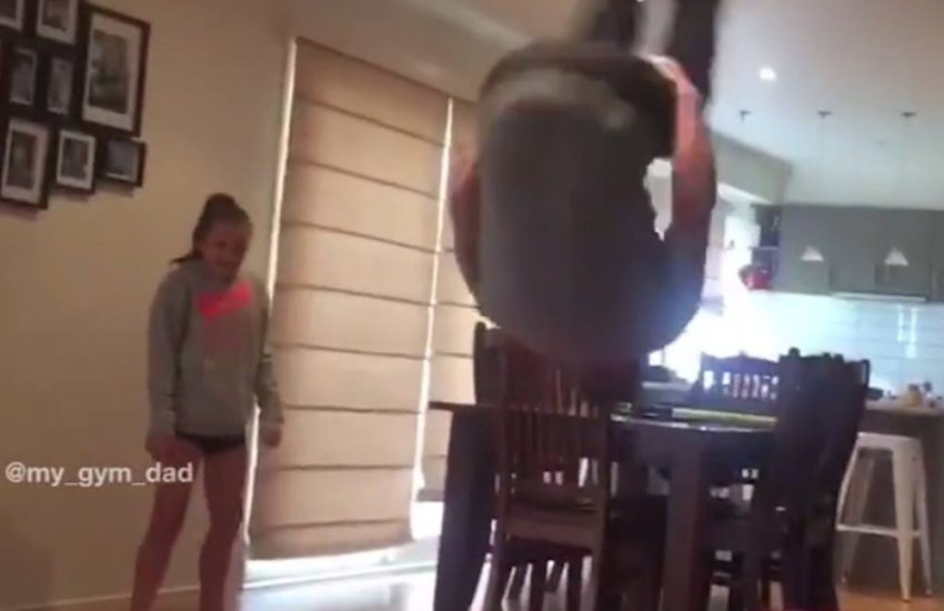 Gym dad competes with daughters