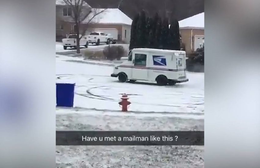 Mailman Does Doughnuts Outside House