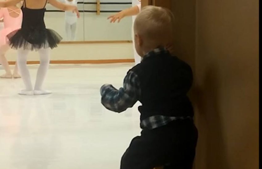 Little Kid Practices His Ballet