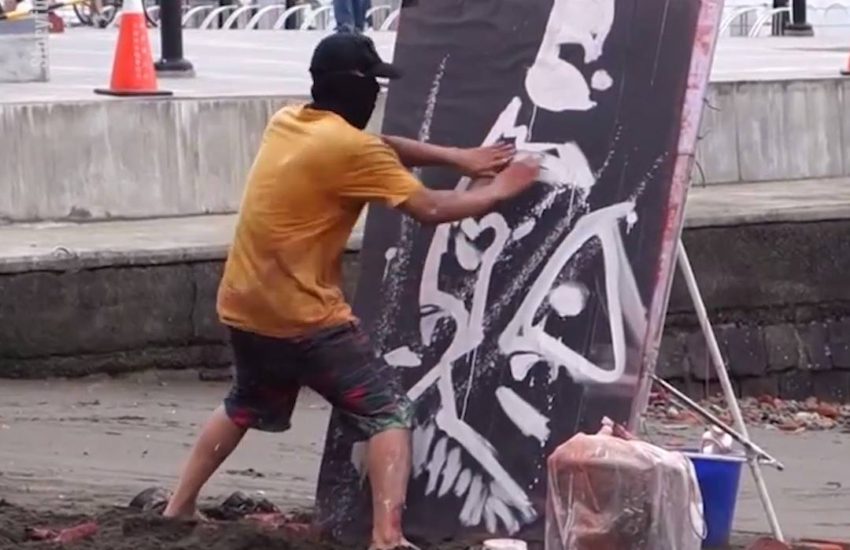 This Guy Paints Upside Down