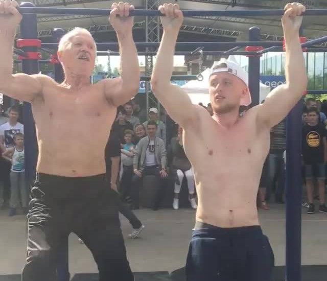 Old Man Vs Young Man On The Bars