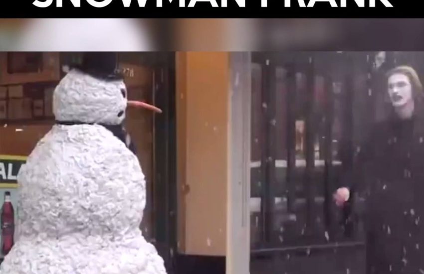 Freaky snowman prank
