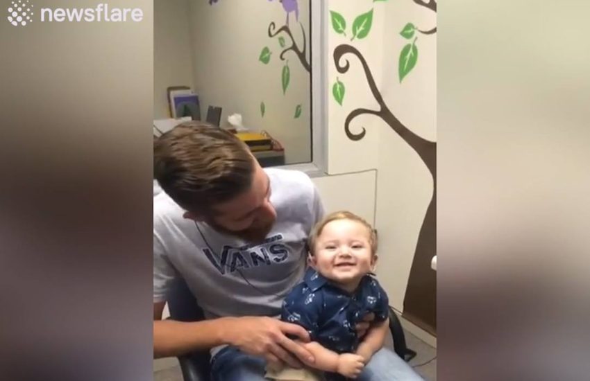 Deaf baby hears for the first time