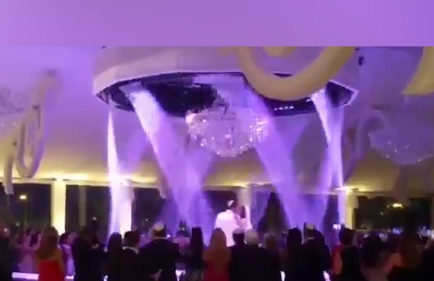 Surprise waterfall design at wedding ceremony