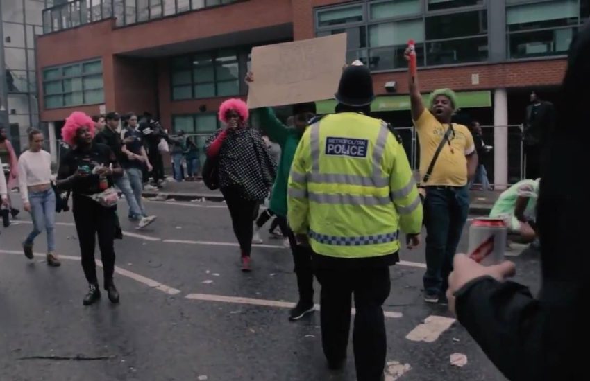 Policing a street carnival... Credit: rumble