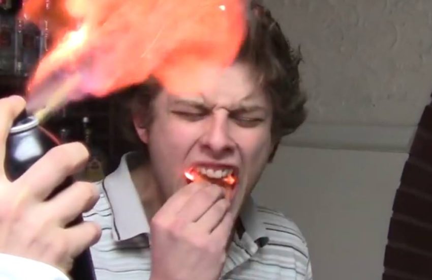 Eating Flaming Doritos With Flaming Hair