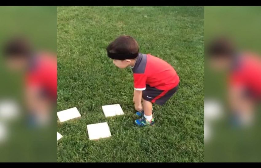 Kid does obstacle course