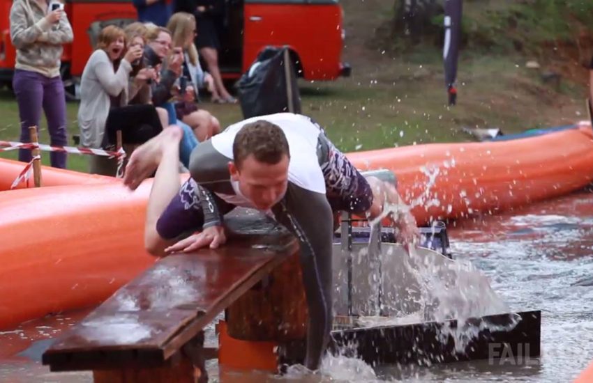 Skimboarding Rail Grind Fail