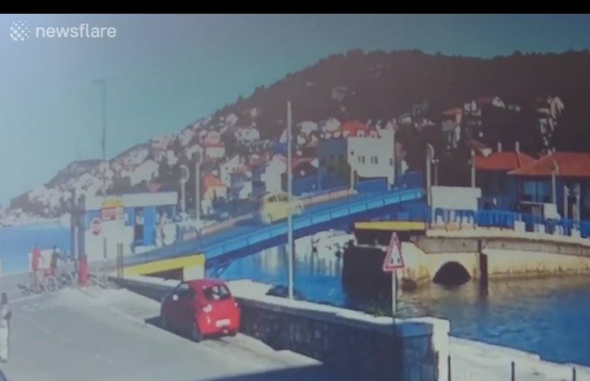 Driver Jumps The Gap On Half-Open Draw Bridge