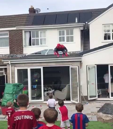 Spiderman Attends Boys Birthday Party