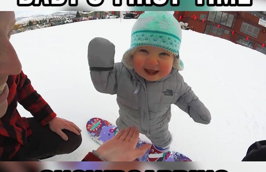 Baby's First Time Snowboarding