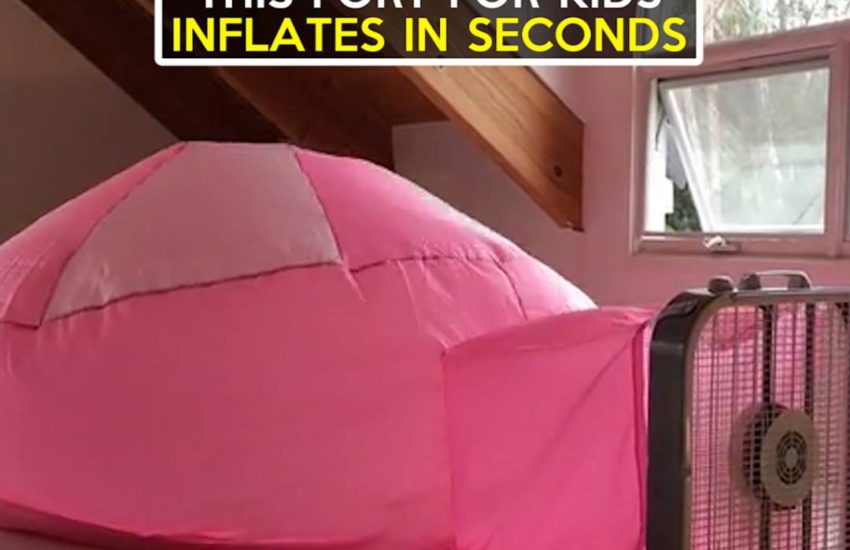 This fort for kids inflates in seconds