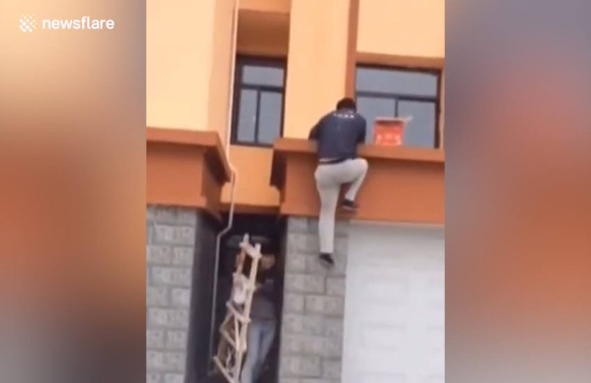 The ultimate ladder prank